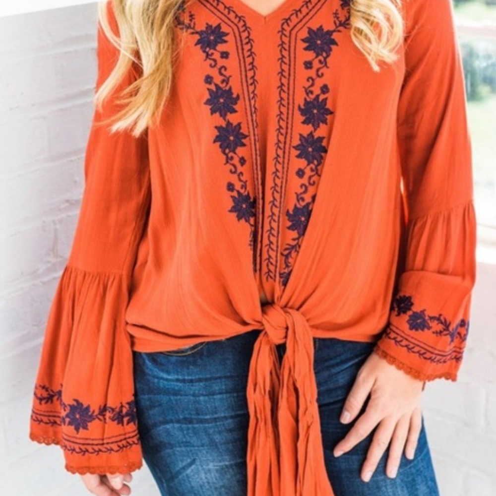 Altar'd State Boho Peasant Top with Bell Sleeves